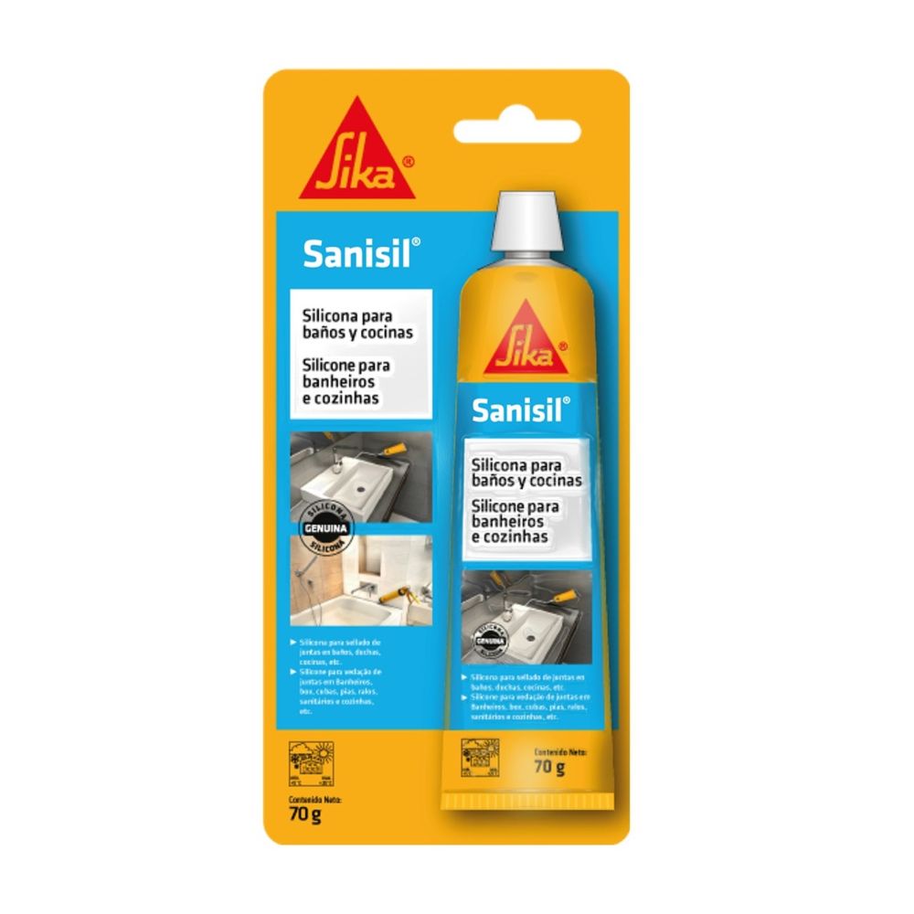 Silicona para baños y cocinas Sanisil Blister 70gr Sika