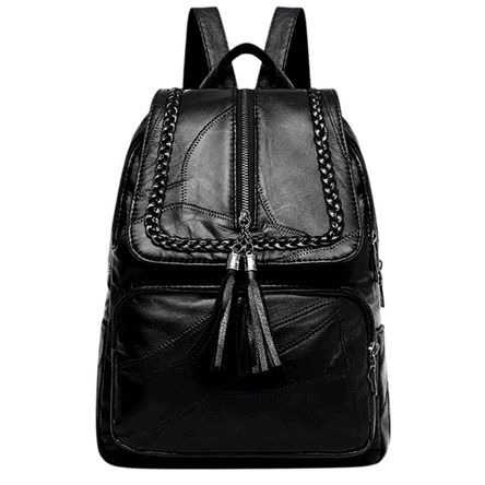 Mochila Antirrobo Cuero Sintético Negro 4 Cierres 2.0