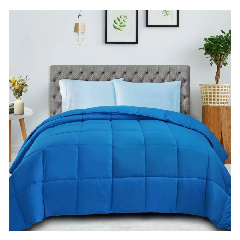 Cubrecama Moun 100 % algodón bramante queen azulino 200 hilos Lima Tienda