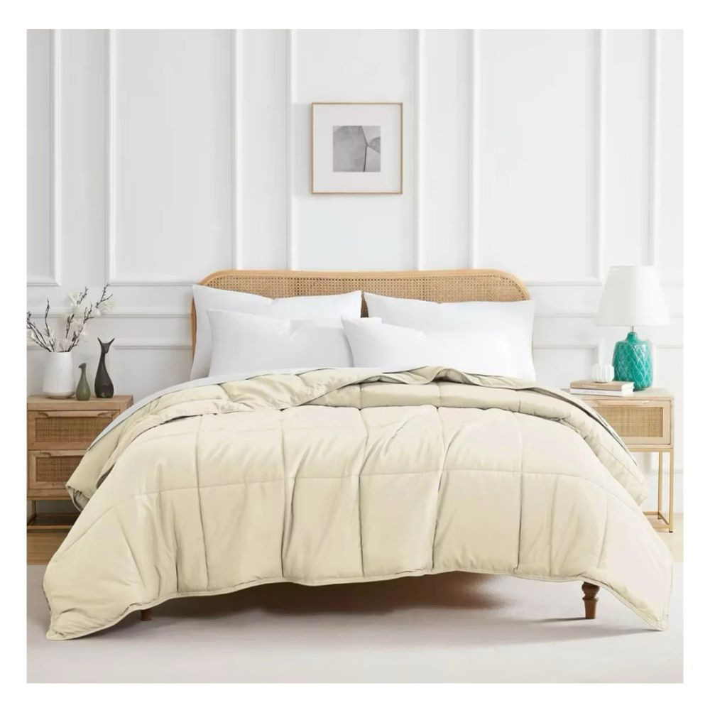 Cubrecama Moun 100 % algodón bramante queen perla 200 hilos Lima Tienda