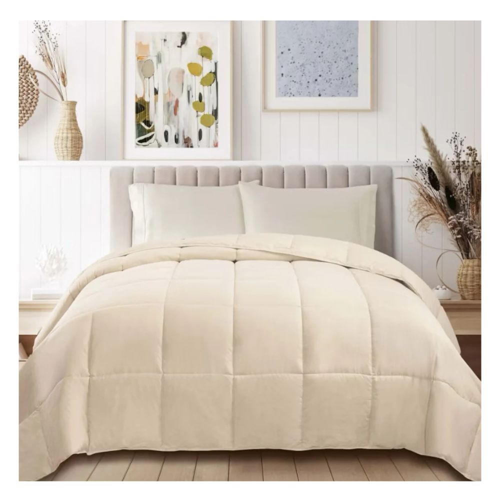 Cubrecama Moun 100 % algodón bramante 2 plazas ivory 200 hilos Lima Tienda