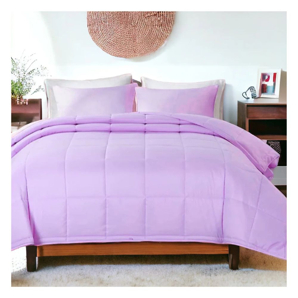 Cubrecama Moun 100 % algodón bramante 1.5 plazas lila 200 hilos Lima Tienda