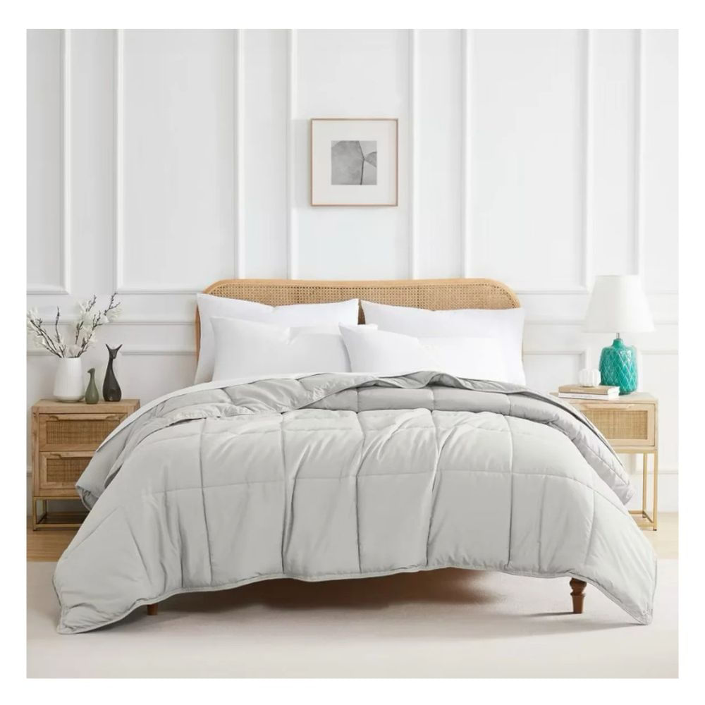 Cubrecama Moun 100 % algodón bramante 1 plaza gris 200 hilos Lima Tienda