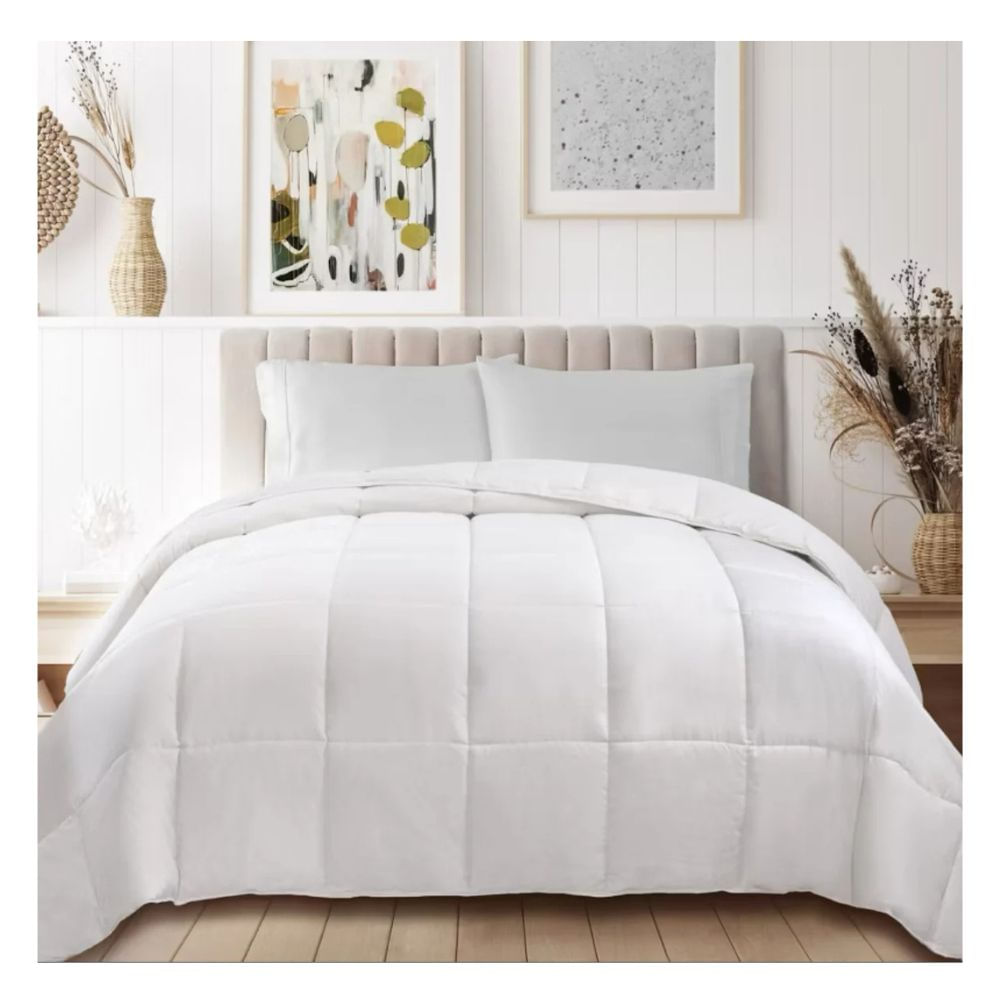 Cubrecama Moun 100 % algodón bramante queen blanco 200 hilos Lima Tienda