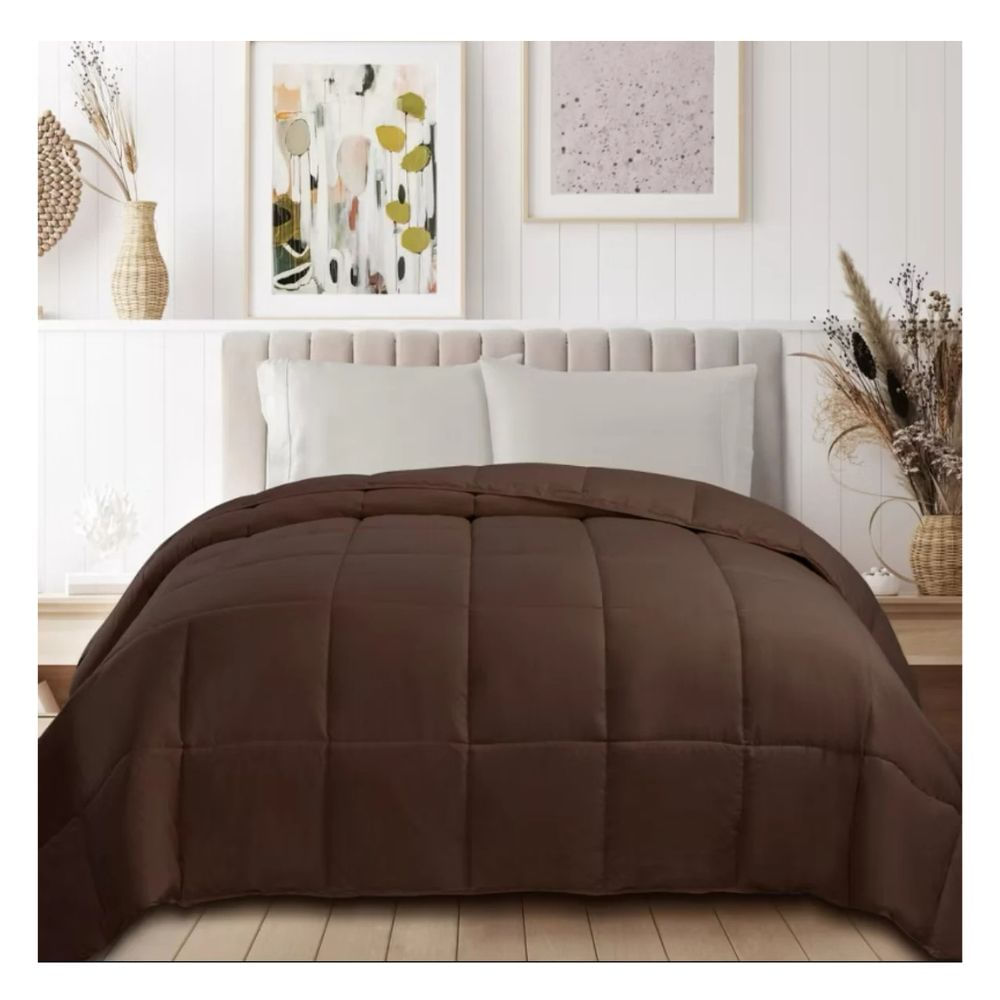 Cubrecama Moun 100 % algodón bramante 1.5 plazas marrón 200 hilos Lima Tienda