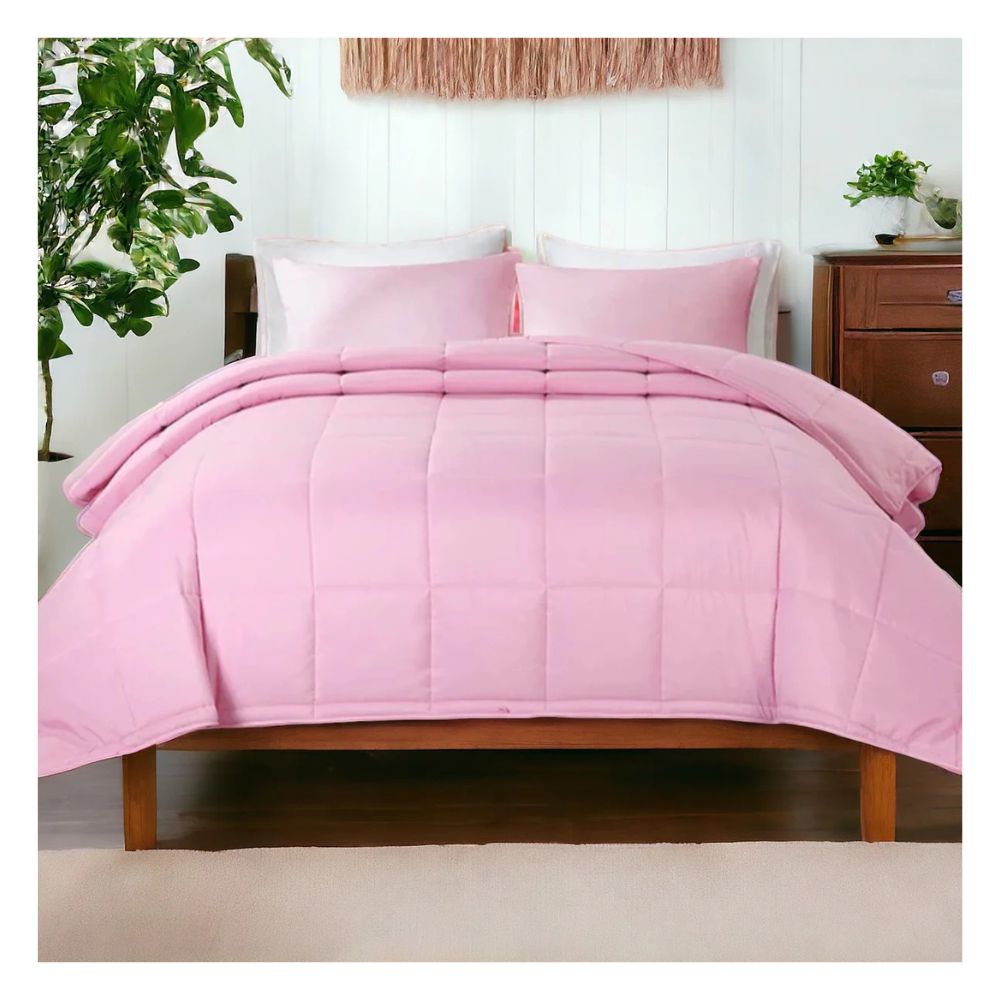 Cubrecama Moun 100 % algodón bramante 2 plazas rosado 200 hilos Lima Tienda