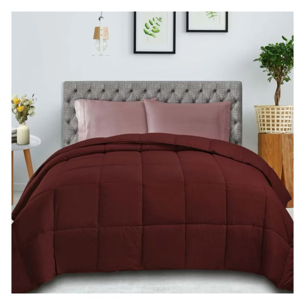 Cubrecama Moun 100 % algodón bramante 1.5 plazas guinda 200 hilos Lima Tienda