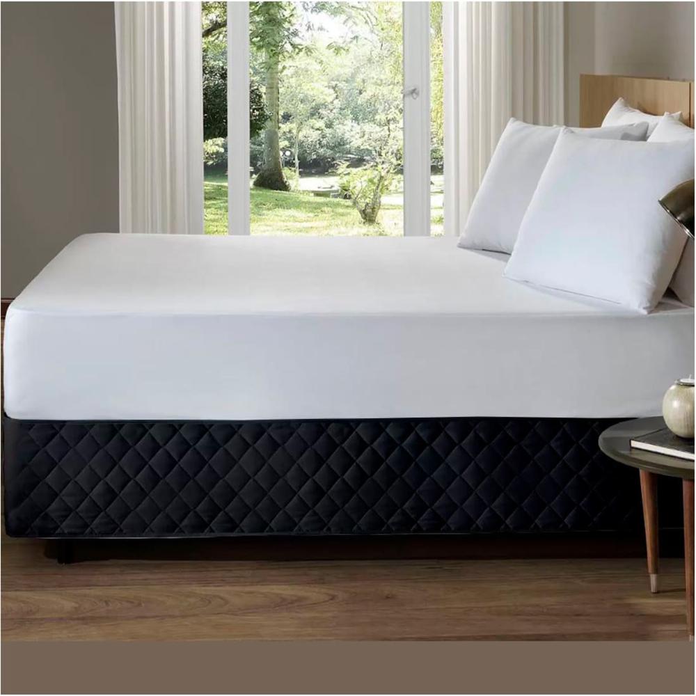 Faldon de Tarima Nube hogar King 200cm x 200cm Quilted Rombos 30 cm Negro Faldon de Tarima Nube hogar King 200cm x 200cm Quilted Rombos 30 cm Negro