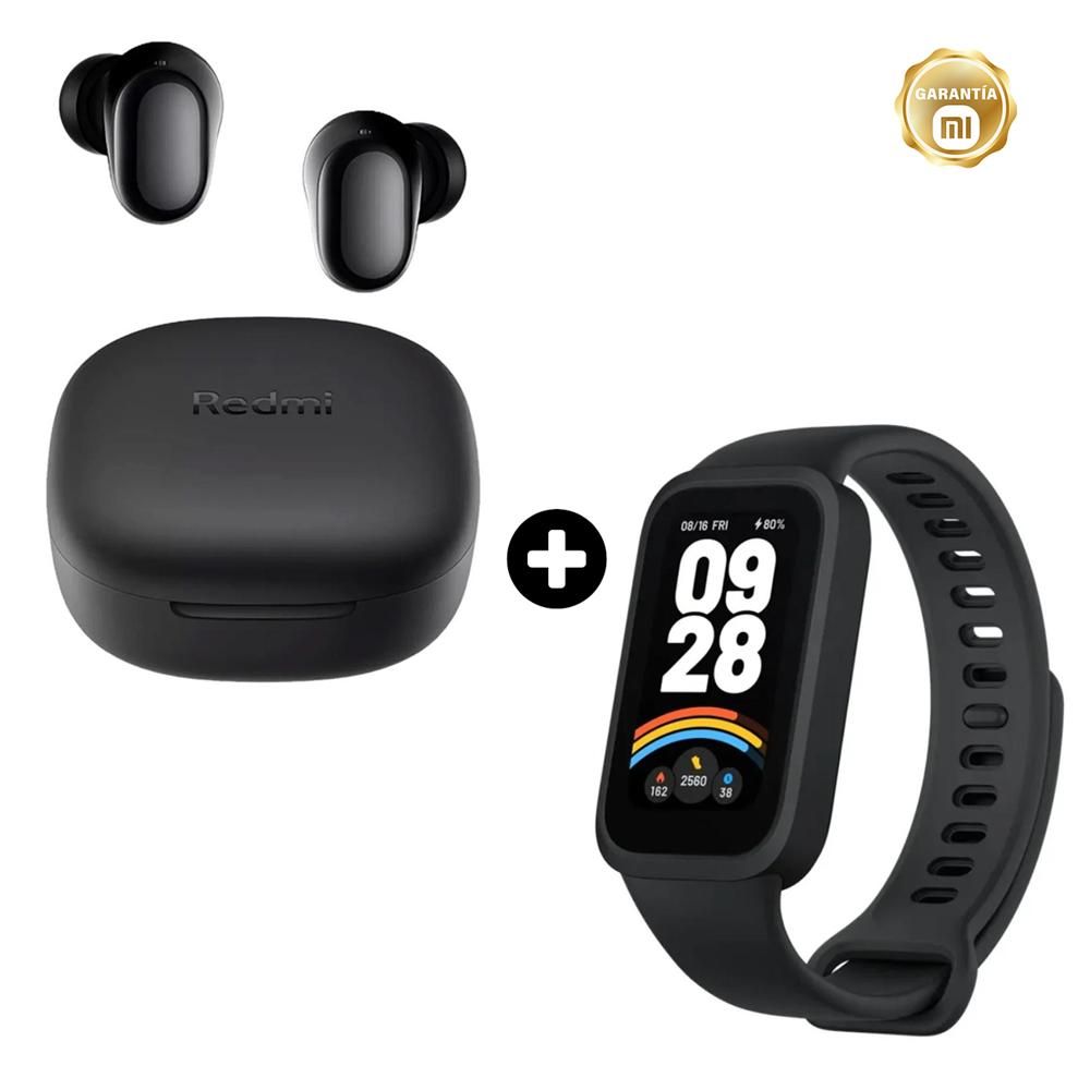 Smartwatch XIAOMI Band 9 Active Black + Audífonos XIAOMI Redmi Buds 6 Active Black