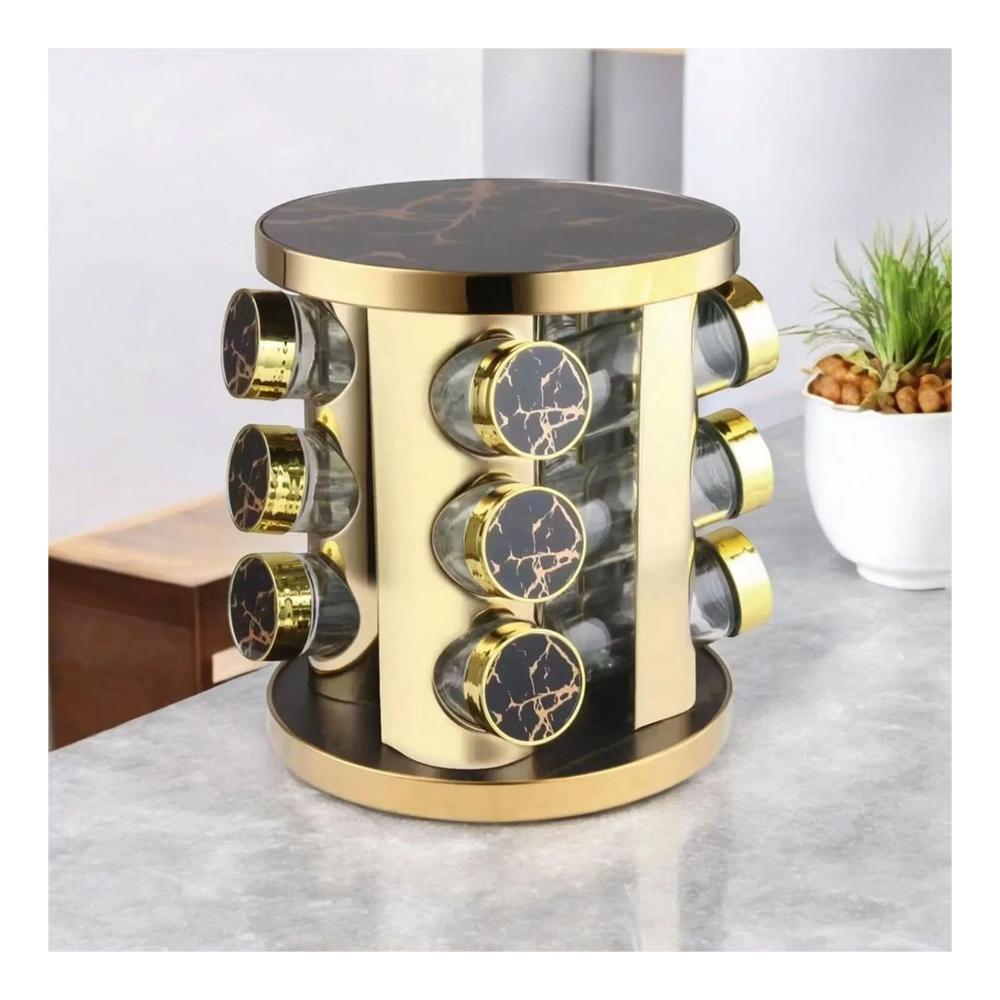 Set De Condimentero Especiero Especies Cocina 12 Frascos Negro