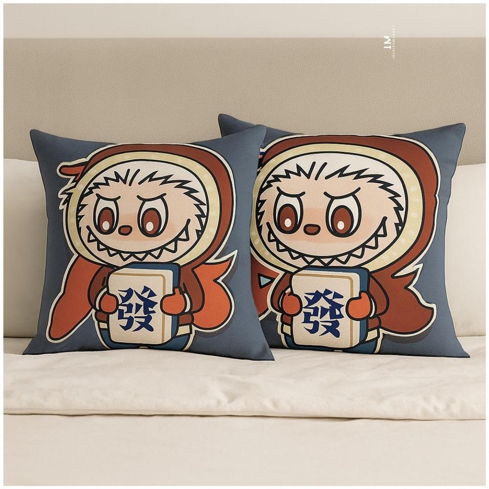 Almohada Cojin de Cama Labubu Set x2 Gris