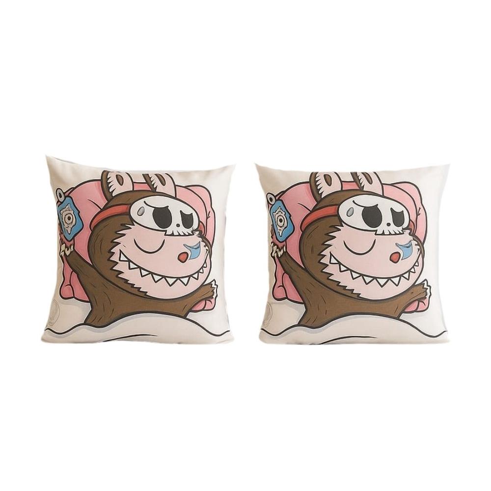 Almohada Cojin de Cama Labubu Set x2 Crema