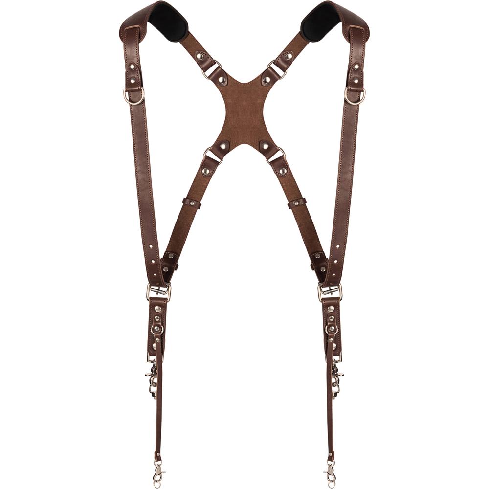 Arnés Doble para Cámara Coiro Skinny (Marrón) - Construcción de Cuero Genuino, Ajustable y Cómodo,