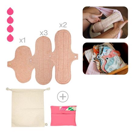 Toalla Higiénica de Tela Bamboo Balance Pack Flujo Medio Vicuña BBTHPMV2