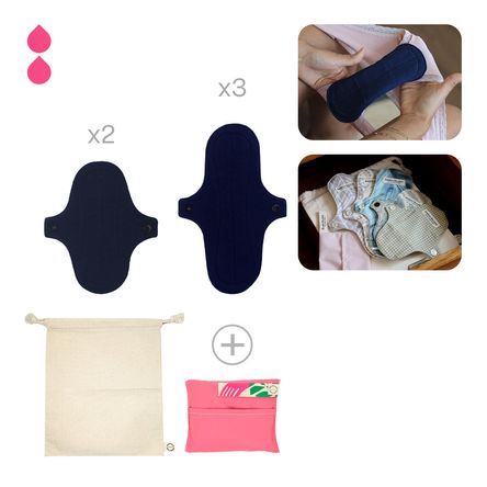 Toalla Higiénica de Tela Bamboo Balance Pack Flujo Leve Azul Marino Toalla Higiénica de Tela Bamboo Balance Pack Flujo Leve Azul Marino