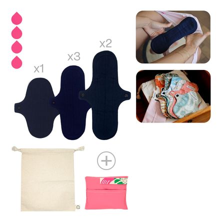 Toalla Higiénica de Tela Bamboo Balance Pack Flujo Medio Azul Marino Toalla Higiénica de Tela Bamboo Balance Pack Flujo Medio Azul Marino