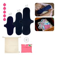 Toalla Higiénica de Tela Bamboo Balance Pack Flujo Alto  Azul Marino