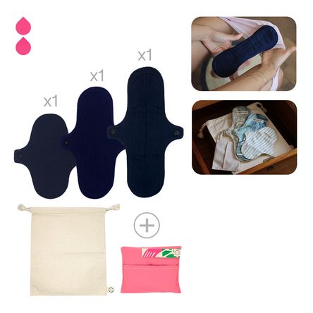 Toalla Higiénica de Tela Bamboo Balance Pack Prueba Azul BBTHPP2