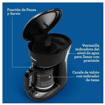 Cafetera Oster Programable 12 Tazas de filtro BVSTDCP121B