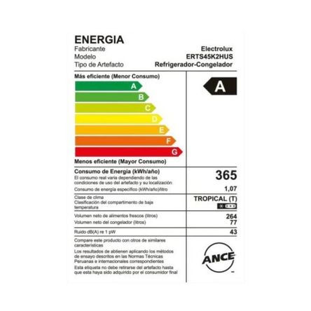 Refrigeradora Electrolux 341L No Frost ERTS45K2HUS Refrigeradora Electrolux 341L No Frost ERTS45K2HUS