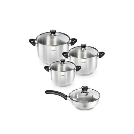 Juego de Ollas Record Inoxset Deluxe 0880010133 8 piezas Juego de Ollas Record Inoxset Deluxe 0880010133 8 piezas