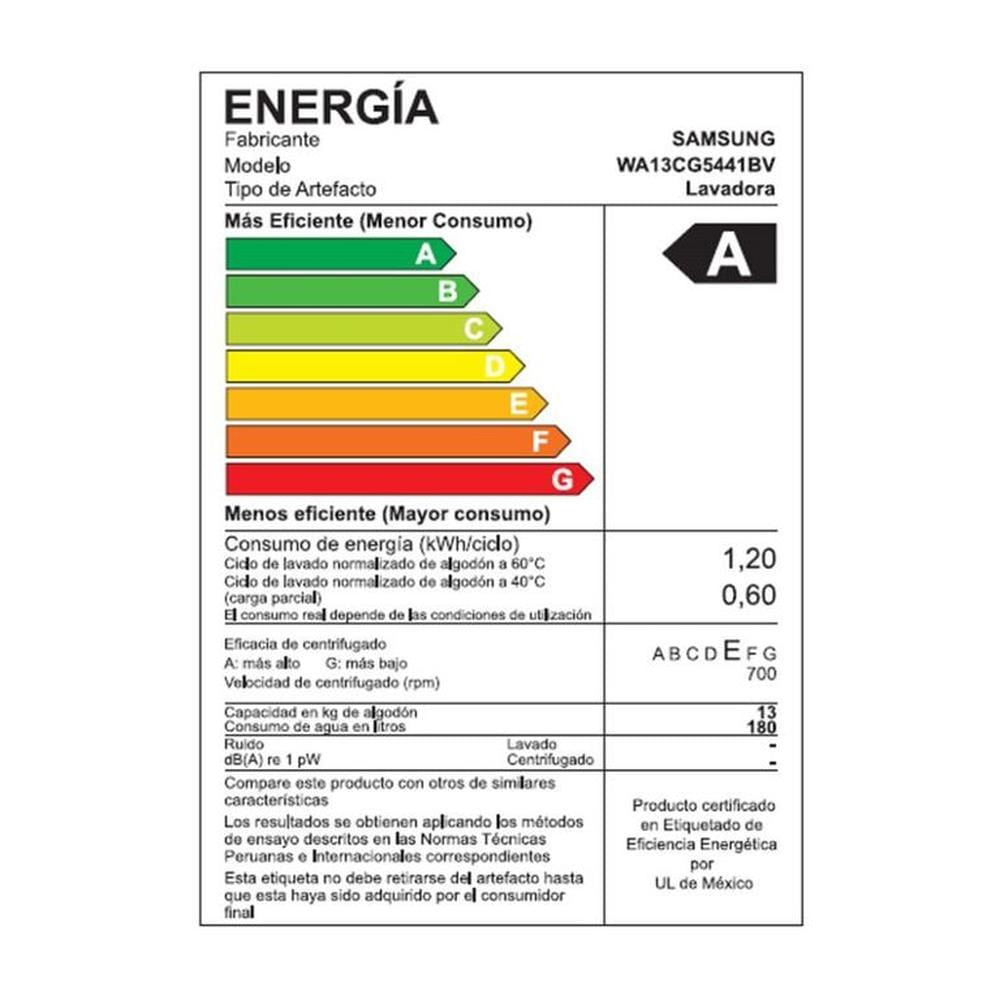 Lavadora Ecobubble Samsung WA13CG5441BVPE 13 Kg Negro Lavadora Ecobubble Samsung WA13CG5441BVPE 13 Kg Negro