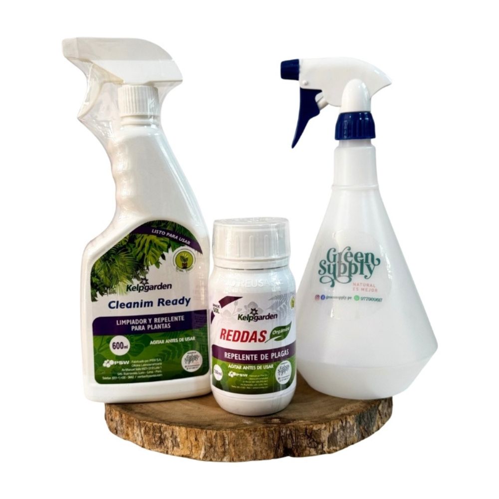Pack Elimina Plagas (pocas pantas): Cleanim 600ml + Reddas 250ml + Pulverizador 1L Green Supply