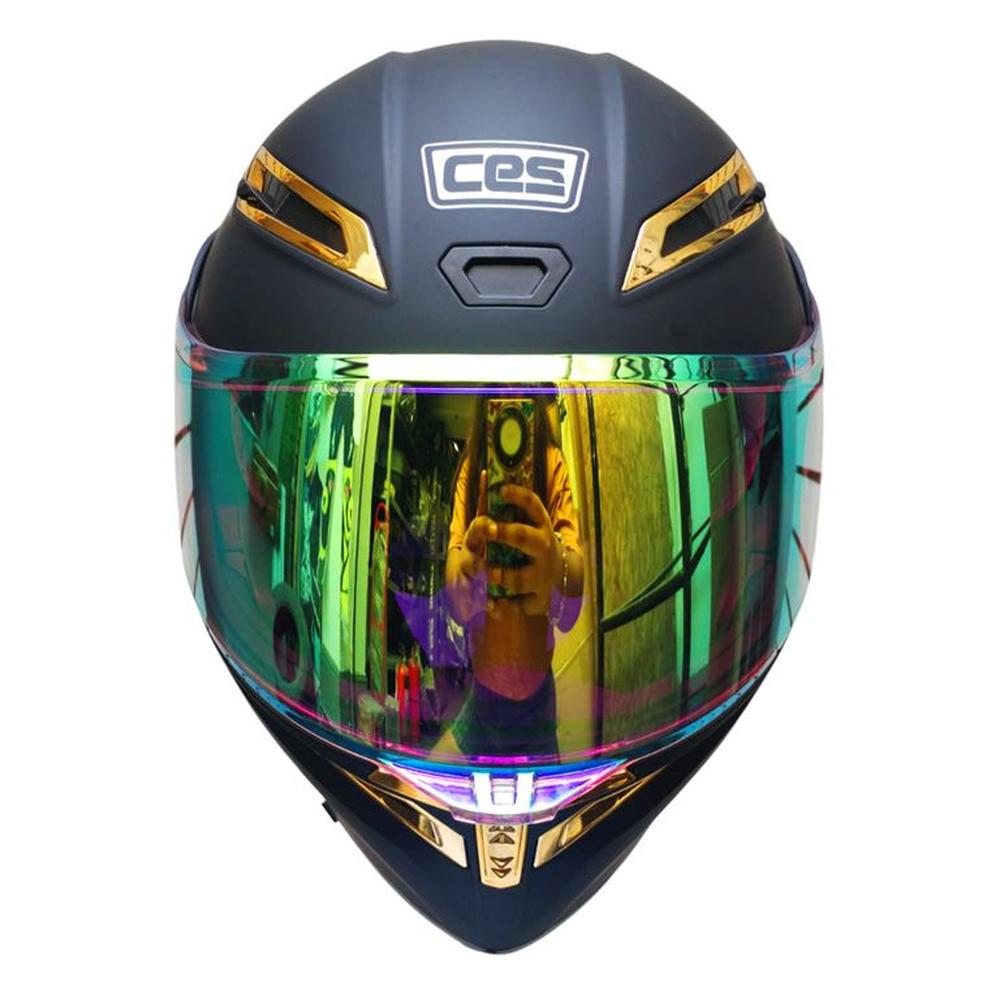 CASCO MOTO CERTIFICADO ECER DOT DOBLE VISOR ZAFIRO DORADO