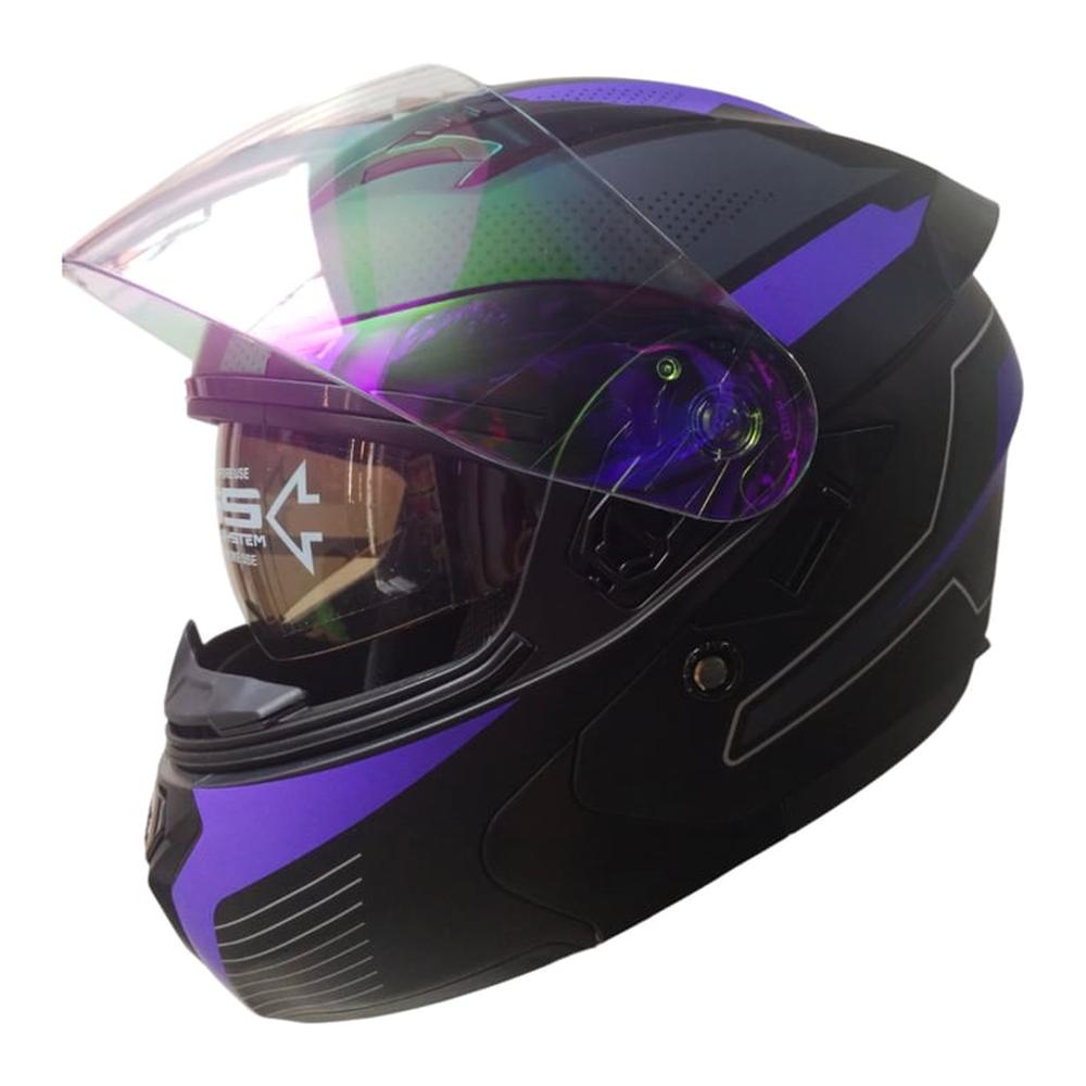 CASCO REVOX MOTO ARTICULADO DOBLE VISOR DIURNO LILA TALLA M