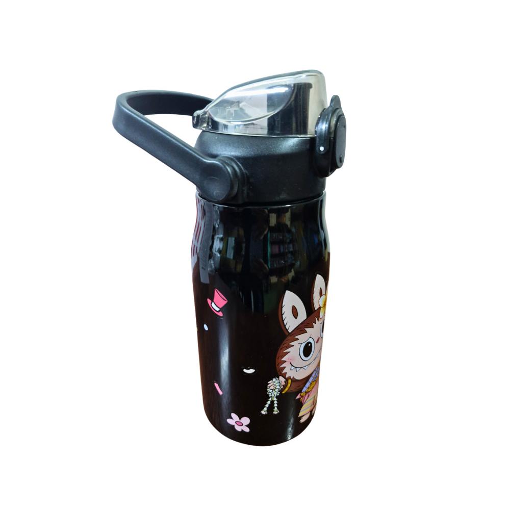 Termo Labubu De 1200 ml Con Tapa Hermética Y Asa Portátil Negro