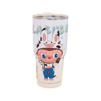 Vaso De Acero Inoxidable De 1200 ml Con Pajilla Y Diseño Labubu Blanco