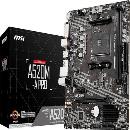 Motherboard MSI A520M-A PRO Chipset AMD A520 Socket AMD AM4 mATX Motherboard MSI A520M-A PRO Chipset AMD A520 Socket AMD AM4 mATX