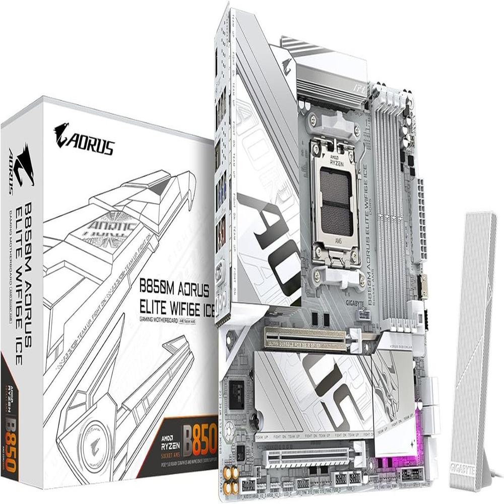 Motherboard GIGABYTE B850M AORUS ELITE WIFI6E ICE AMD B850 AM5 ATX Motherboard GIGABYTE B850M AORUS ELITE WIFI6E ICE AMD B850 AM5 ATX