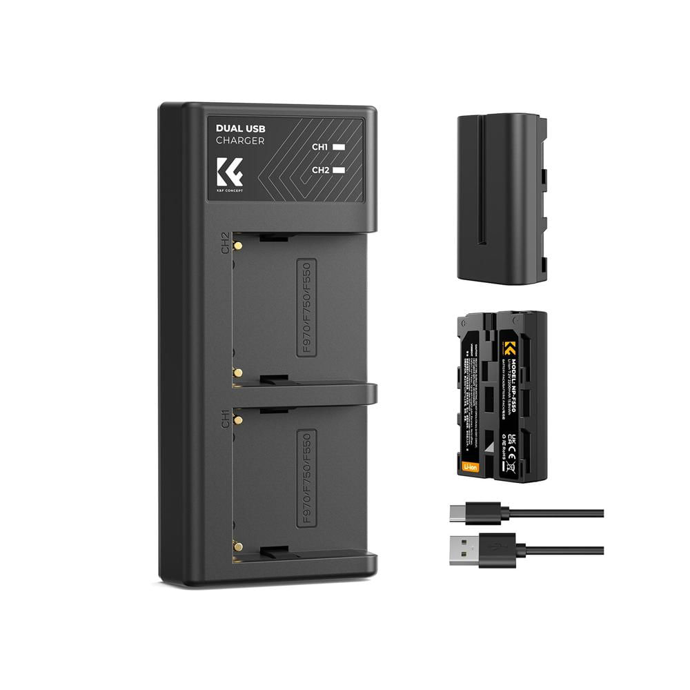 Kit de 2 baterías NP550 + cargador dual K&F Concept KF28.0046