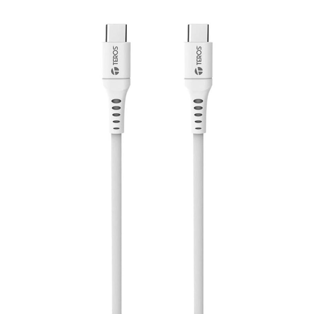 Cable USB TEROS TE-70208W Tipo C a Tipo C 5A 100W Máx blanco