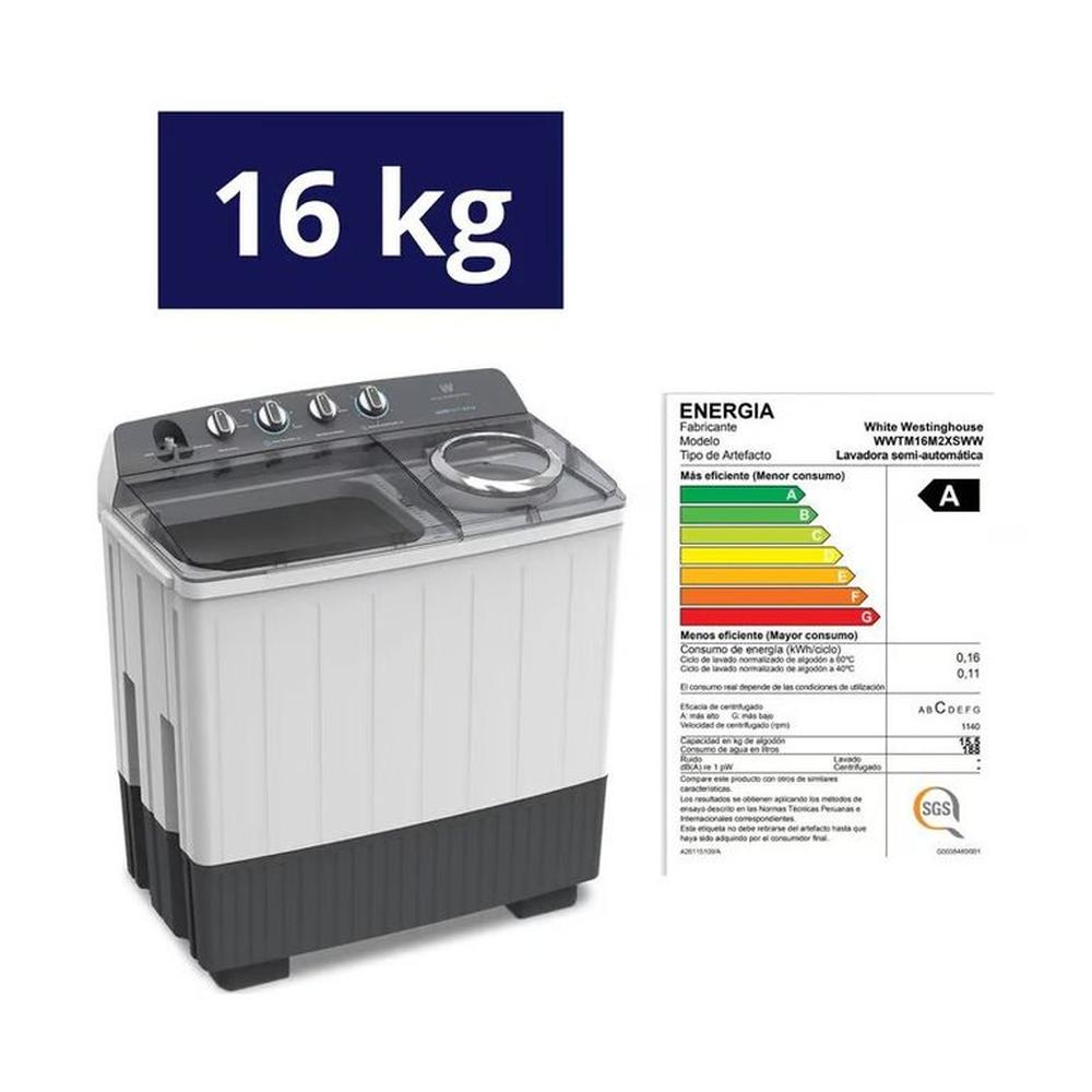 Lavadora Semiautomatica 2 Tinas Blanco 15.5Kg White-Westinghouse