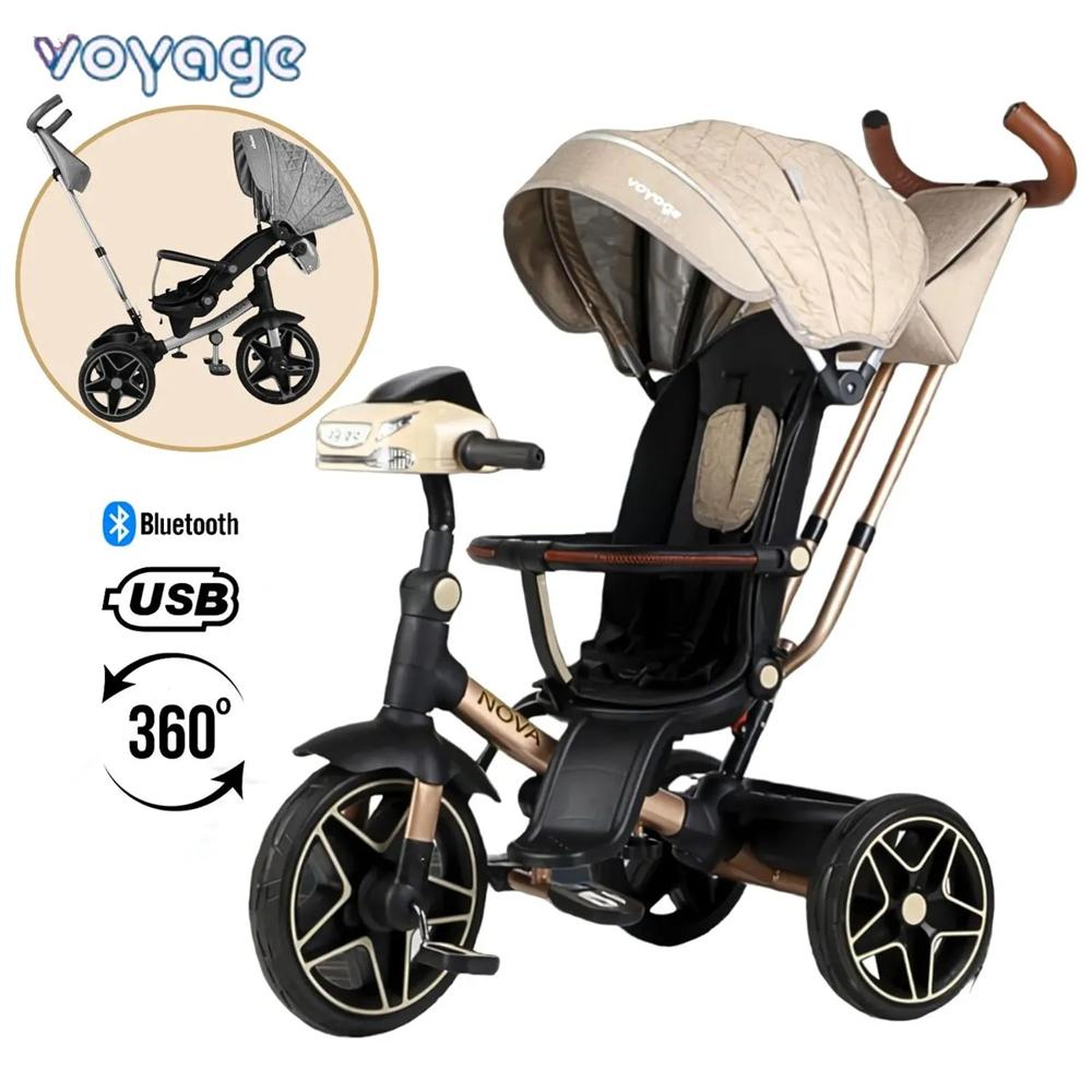 Triciclo NOVA Giratorio 360° USB Bluetooth Tela UV Beige