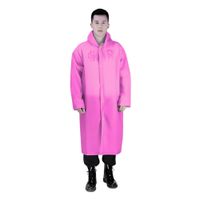 Poncho Impermeable Grueso de Mangas Rectas con Capucha y Botones Fucsia