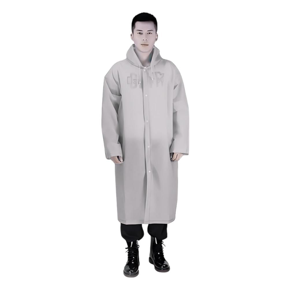 Poncho Impermeable Grueso de Mangas Rectas con Capucha y Botones Gris