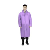 Poncho Impermeable Grueso de Mangas Rectas con Capucha y Botones Morado