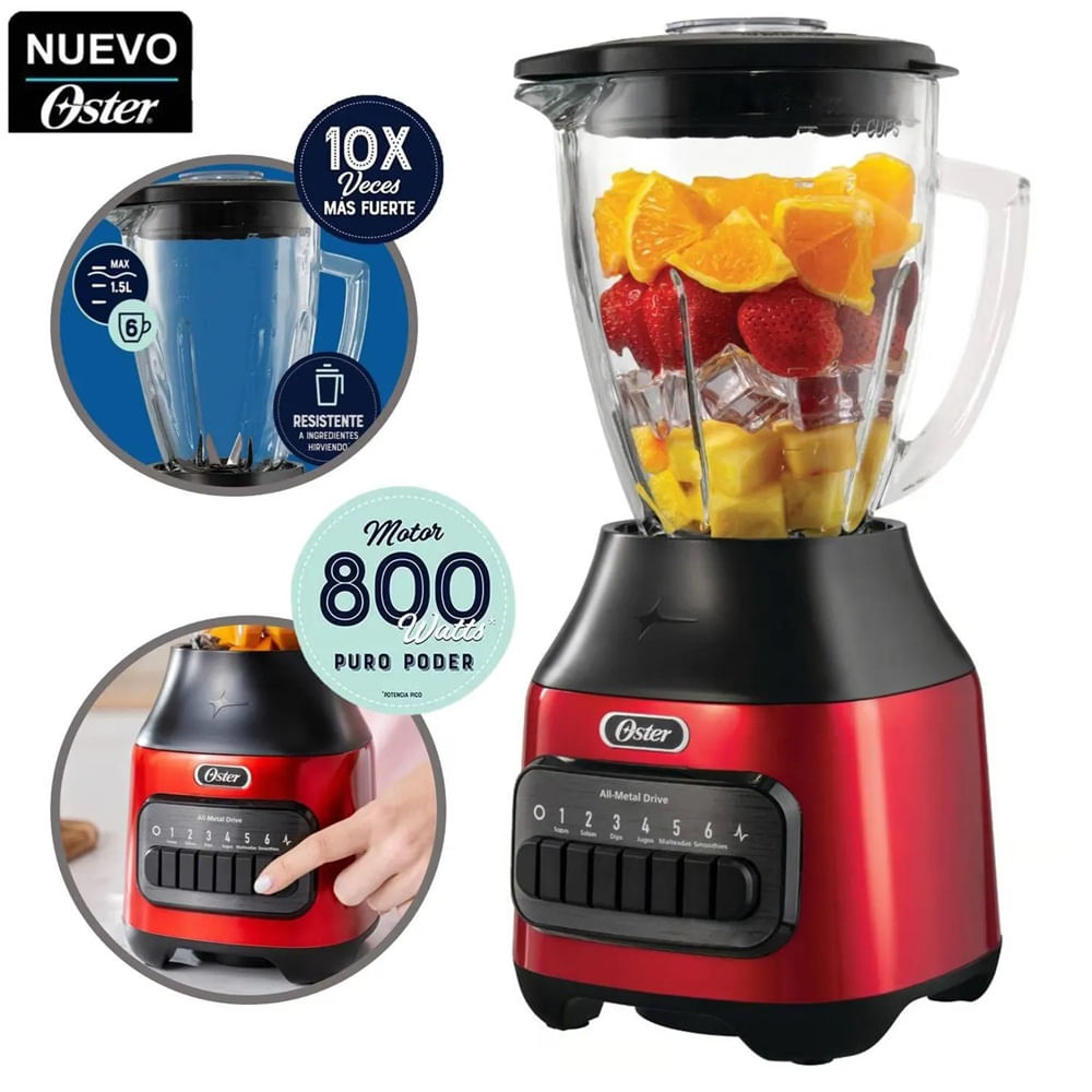 Licuadora Oster con vaso de vidrio y 6 velocidades más pulso BLSTPEG-CPB