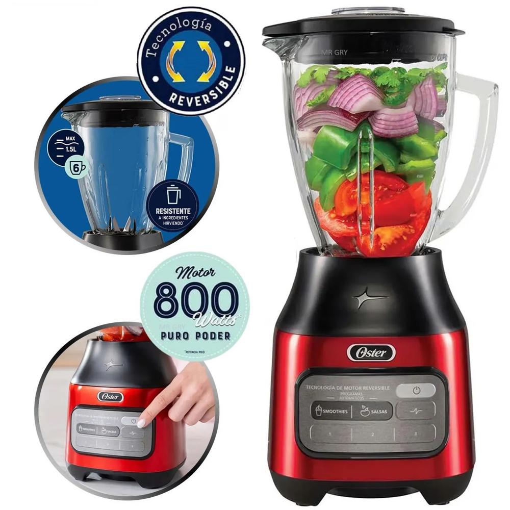 Licuadora Oster 1.5L 3 Velocidades BLSTPEG-CRT Rojo