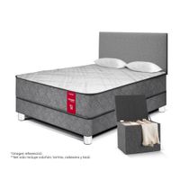 Combo Dormitorio Paraiso Lifestyles Poket 2 plazas Plata + Baúl