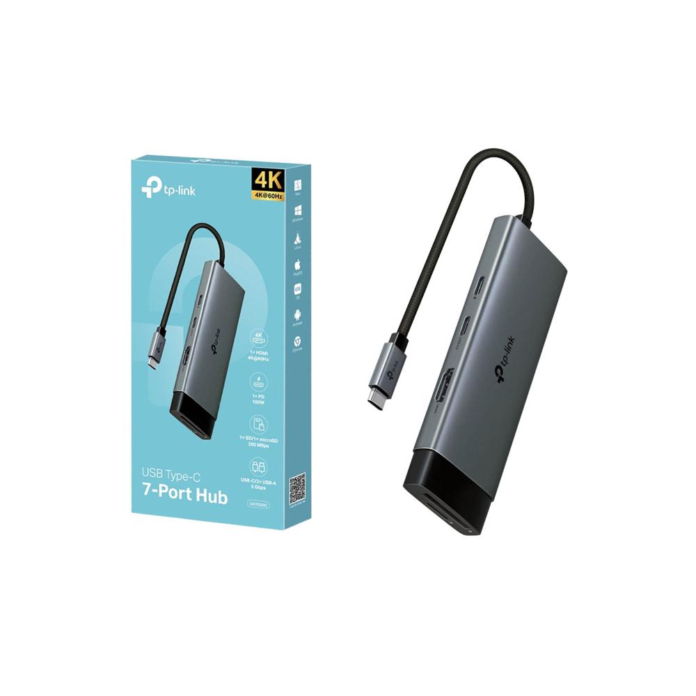 Adaptador Hub Usb Tipo-C Tp-Link Uh7020C 7 Puertos En 1 Puerto Hdmi 4K a 60Hz Adaptador Hub Usb Tipo-C Tp-Link Uh7020C 7 Puertos En 1 Puerto Hdmi 4K a 60Hz