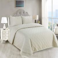 Cubrecama + Juego de sábanas King size 100% Algodón - Beige