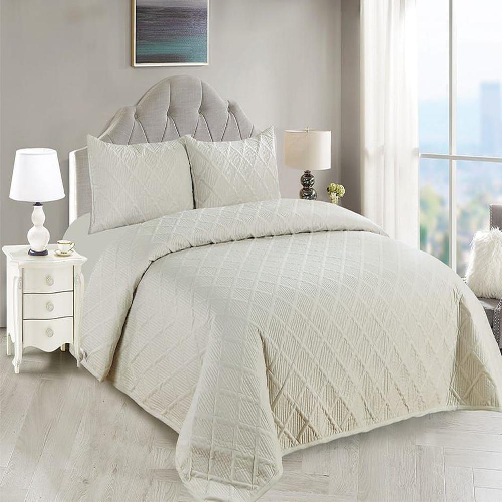 Cubrecama + Juego de sábanas King size 100% Algodón - Beige