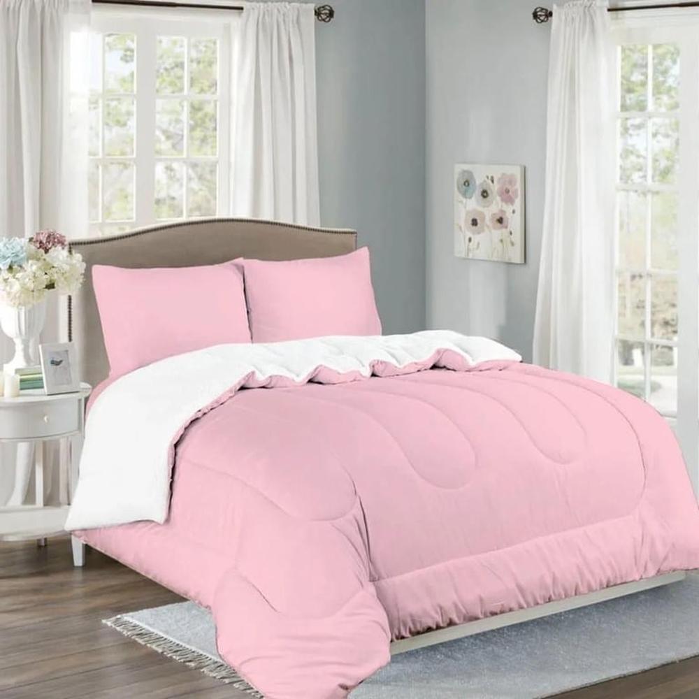 Edredón Con Sherpa 2 Plazas + Juego de Sábanas 100% Algodón