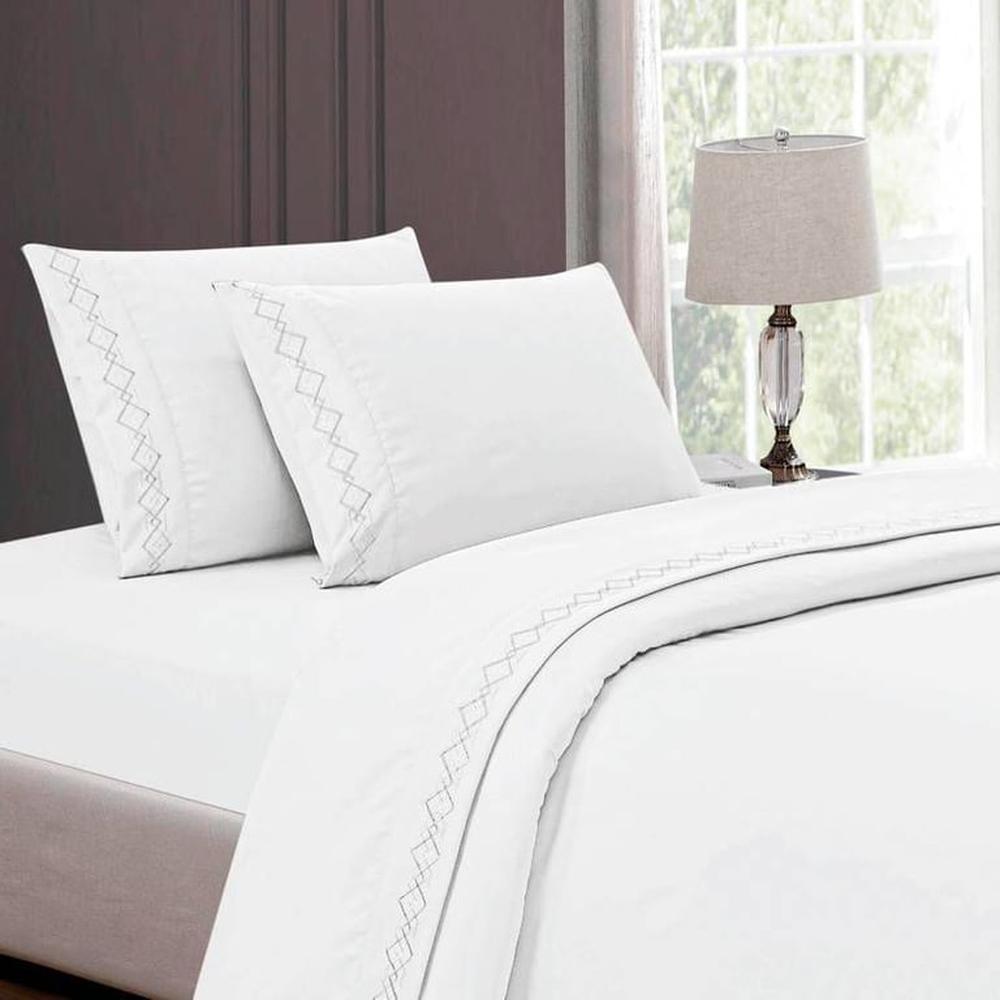 Juego de sabanas Queen size 100% algodón con bordado