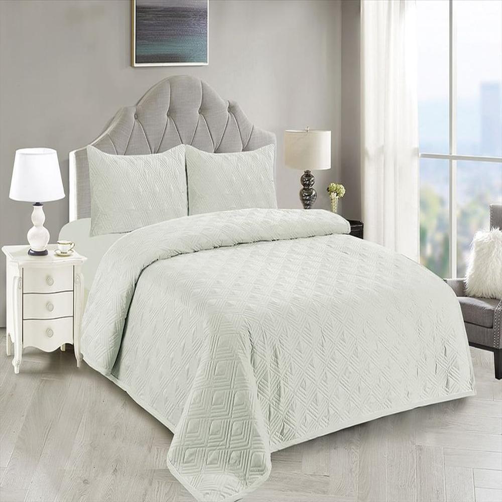 Cubrecama y Juego de sábanas Queen 100 % Algodón - HUESO