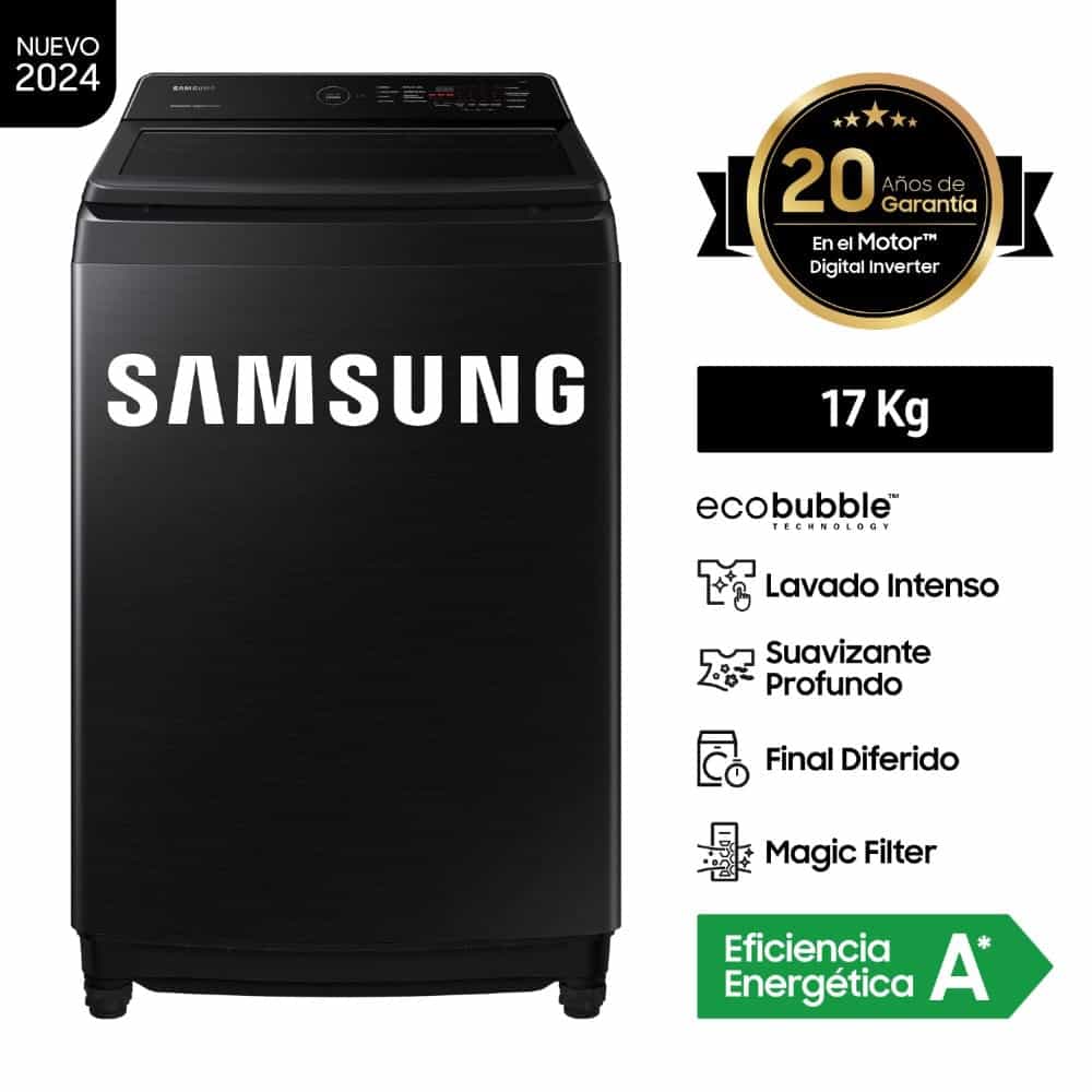 LAVADORA AUTOMATICA SAMSUNG WA17CG6441BVPE 17K NEGRA